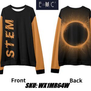 E=M/C2 Unisex Adult Black Hole Orange Casual Loose Pullover Sweatshirt